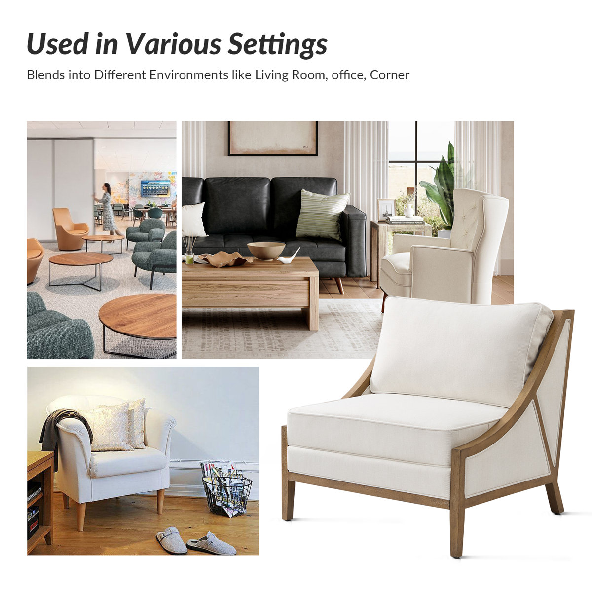 Theoren 37.5"W Farmhouse Oversize Solid Wood Accent Chair (Set of 2)